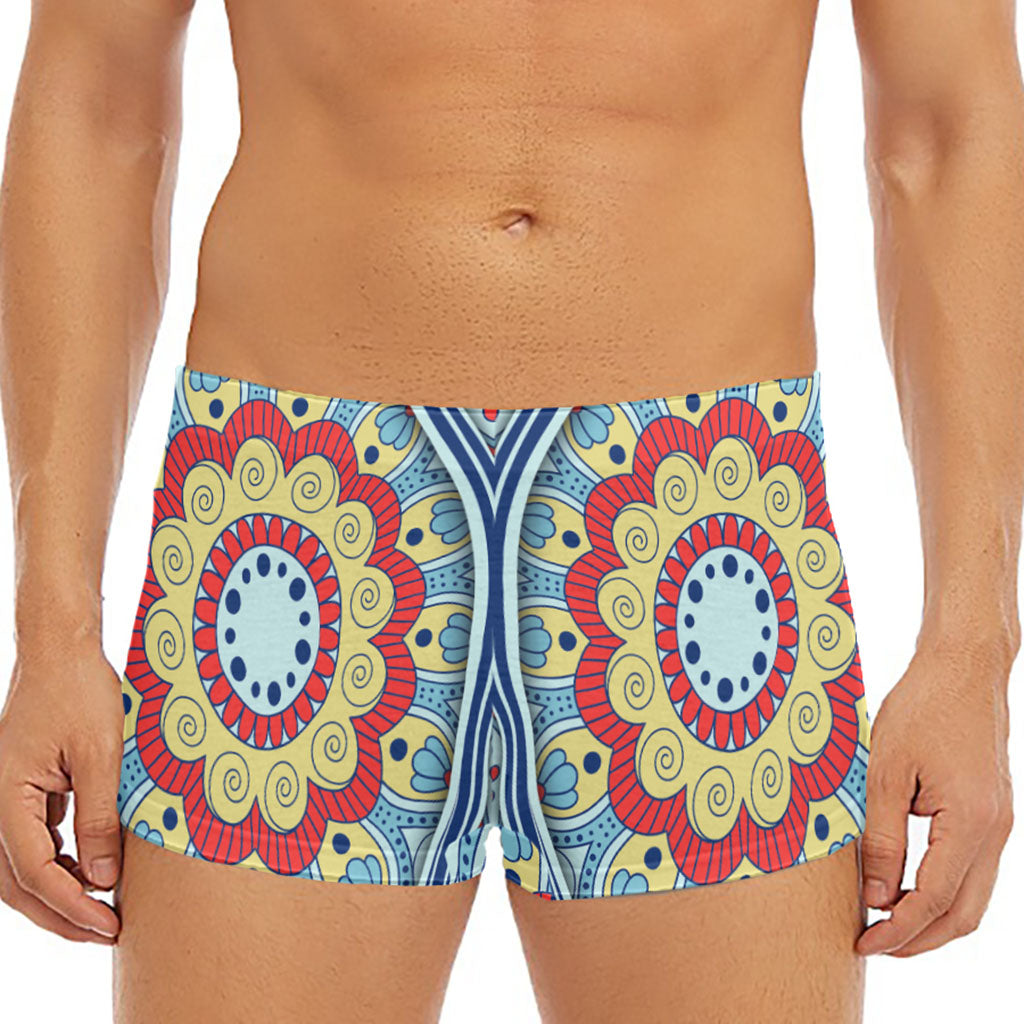 Pastel Ornament Mandala Print Men's Short Boxer Briefs