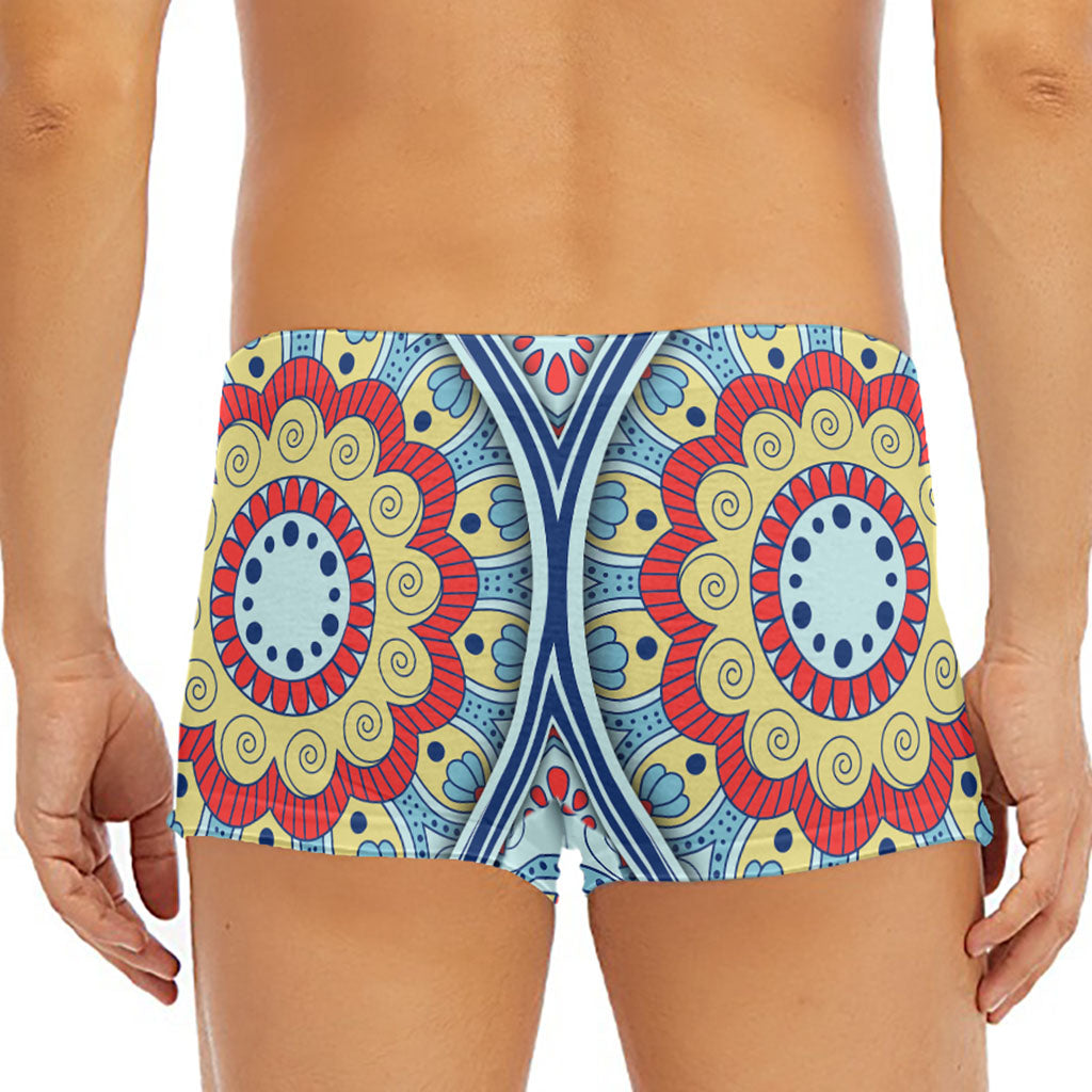 Pastel Ornament Mandala Print Men's Short Boxer Briefs