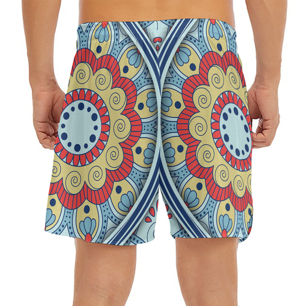 Pastel Ornament Mandala Print Men's Split Running Shorts