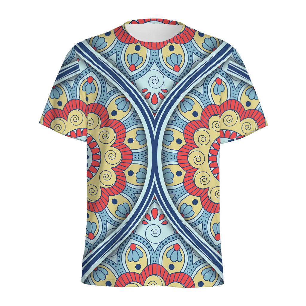 Pastel Ornament Mandala Print Men's Sports T-Shirt