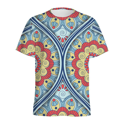Pastel Ornament Mandala Print Men's Sports T-Shirt