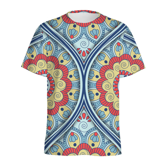 Pastel Ornament Mandala Print Men's Sports T-Shirt