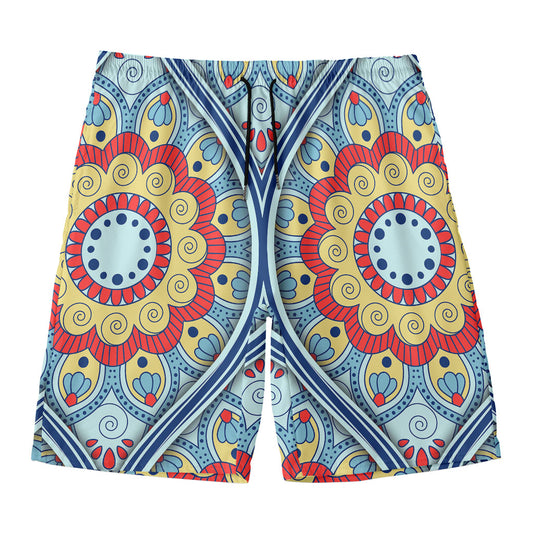 Pastel Ornament Mandala Print Men's Swim Trunks