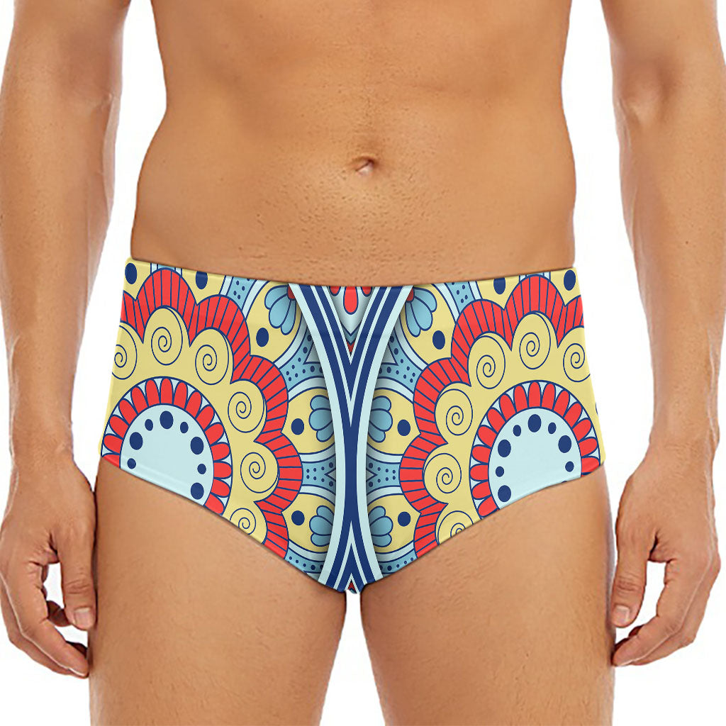 Pastel Ornament Mandala Print Men's Triangle Swim Briefs