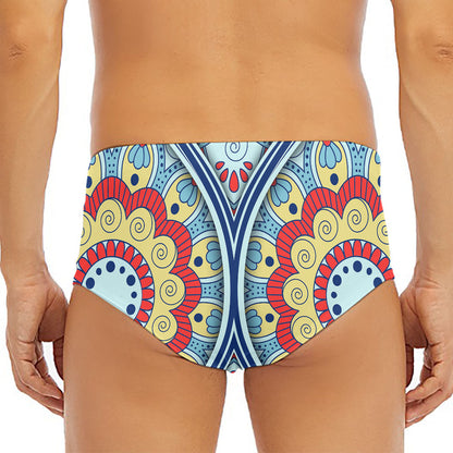 Pastel Ornament Mandala Print Men's Triangle Swim Briefs