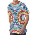 Pastel Ornament Mandala Print Men's Velvet T-Shirt