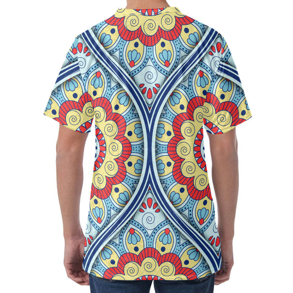 Pastel Ornament Mandala Print Men's Velvet T-Shirt