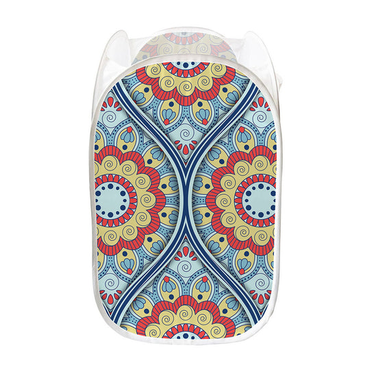 Pastel Ornament Mandala Print Mesh Laundry Hamper