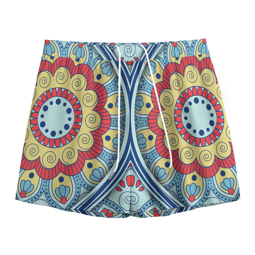 Pastel Ornament Mandala Print Mesh Shorts
