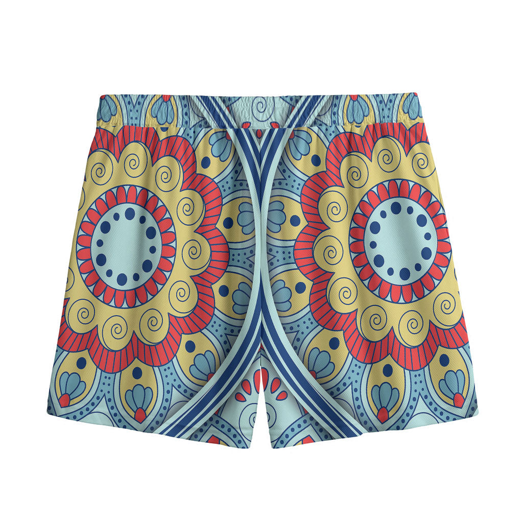 Pastel Ornament Mandala Print Mesh Shorts