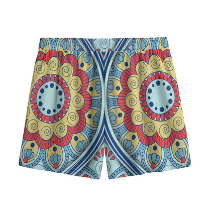 Pastel Ornament Mandala Print Mesh Shorts