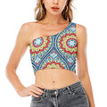 Pastel Ornament Mandala Print One Shoulder Crop Top