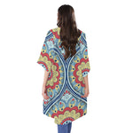 Pastel Ornament Mandala Print Open Front Beach Cover Up