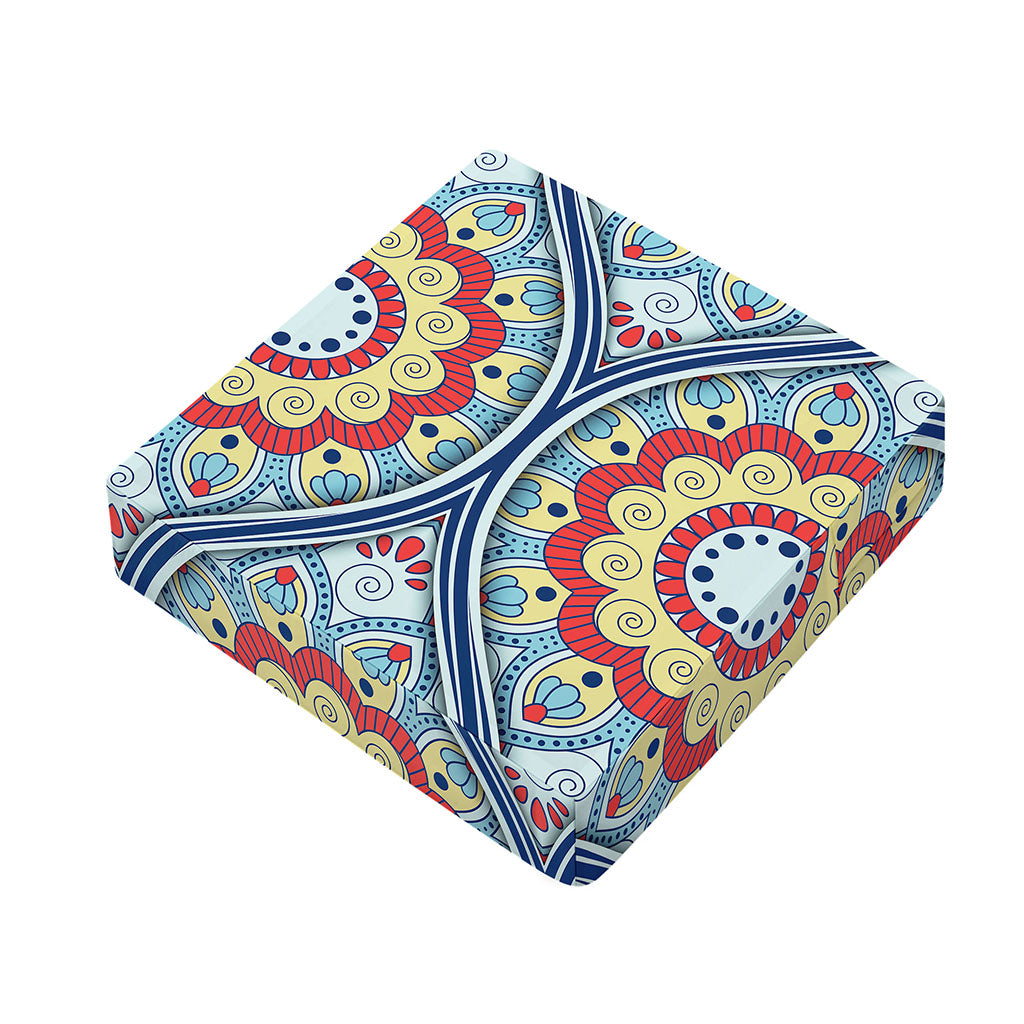 Pastel Ornament Mandala Print Outdoor Seat Cushion Cover