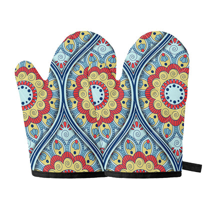 Pastel Ornament Mandala Print Oven Mitts