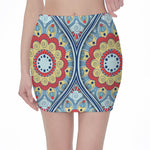 Pastel Ornament Mandala Print Pencil Mini Skirt