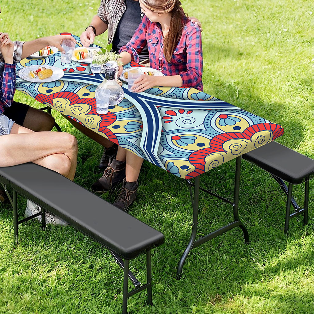 Pastel Ornament Mandala Print Picnic Table Cover