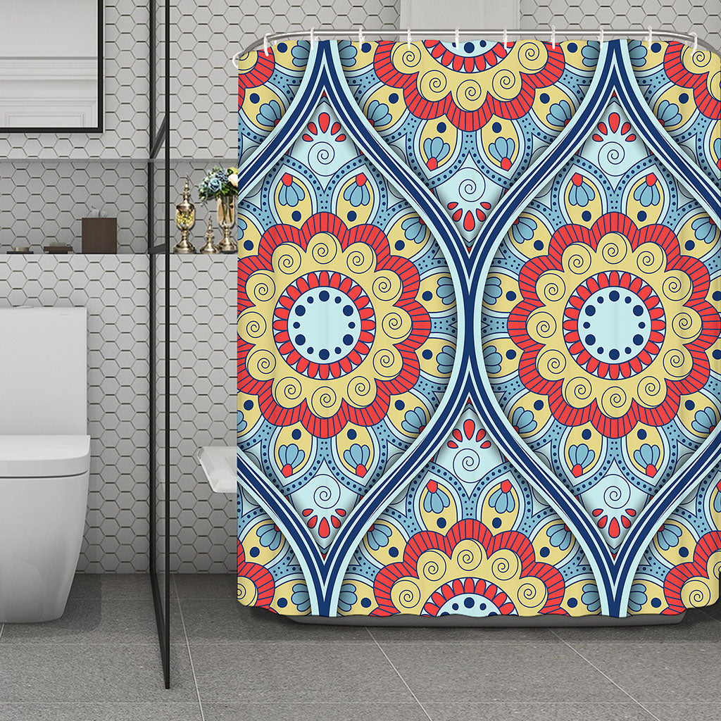 Pastel Ornament Mandala Print Polyester Shower Curtain