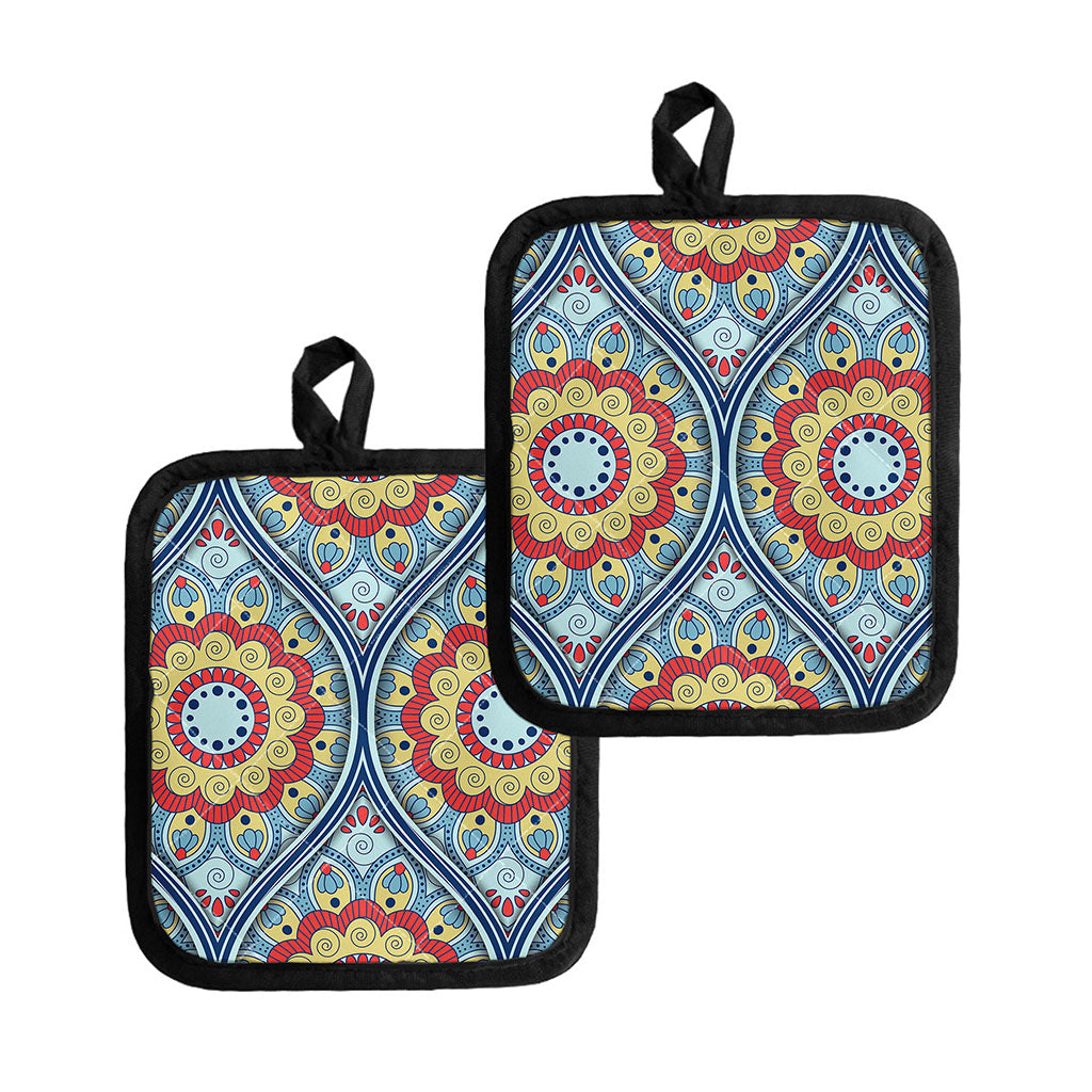 Pastel Ornament Mandala Print Pot Holders
