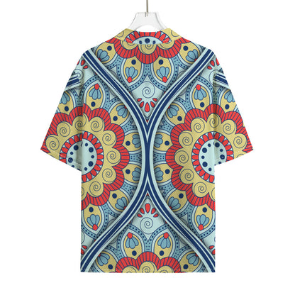 Pastel Ornament Mandala Print Rayon Hawaiian Shirt