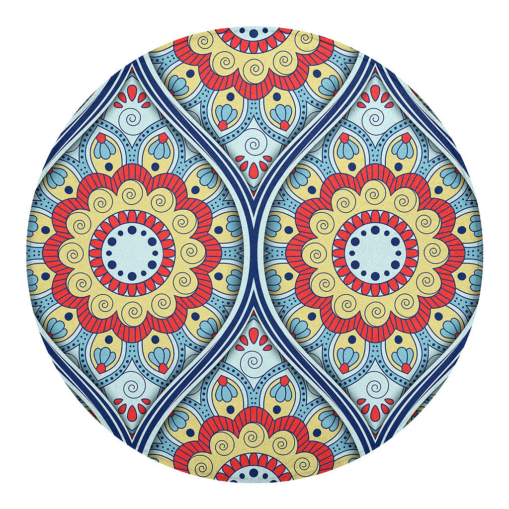 Pastel Ornament Mandala Print Round Blanket