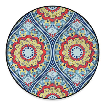 Pastel Ornament Mandala Print Round Floor Mat