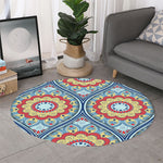 Pastel Ornament Mandala Print Round Rug