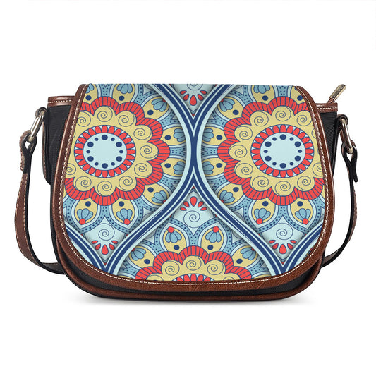Pastel Ornament Mandala Print Saddle Bag
