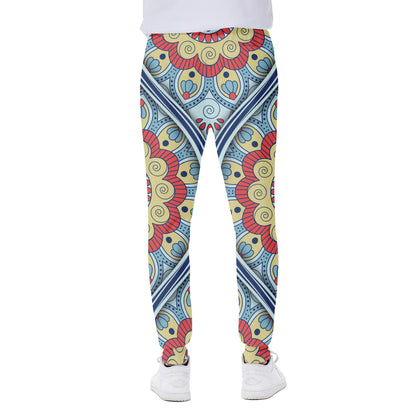 Pastel Ornament Mandala Print Scuba Joggers