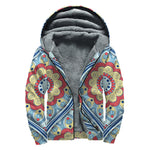 Pastel Ornament Mandala Print Sherpa Lined Zip Up Hoodie