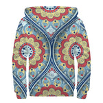 Pastel Ornament Mandala Print Sherpa Lined Zip Up Hoodie