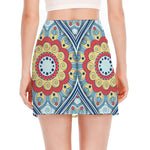 Pastel Ornament Mandala Print Side Slit Mini Skirt