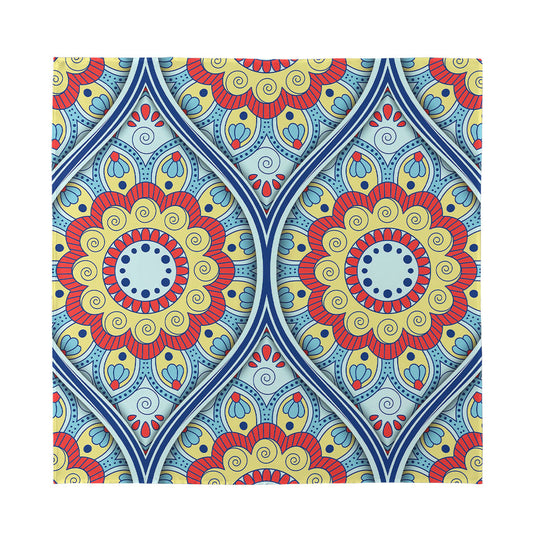 Pastel Ornament Mandala Print Silk Bandana