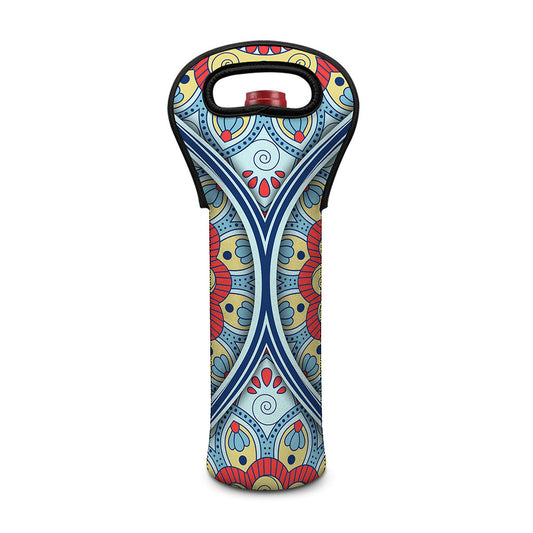 Pastel Ornament Mandala Print Single Neoprene Wine Tote