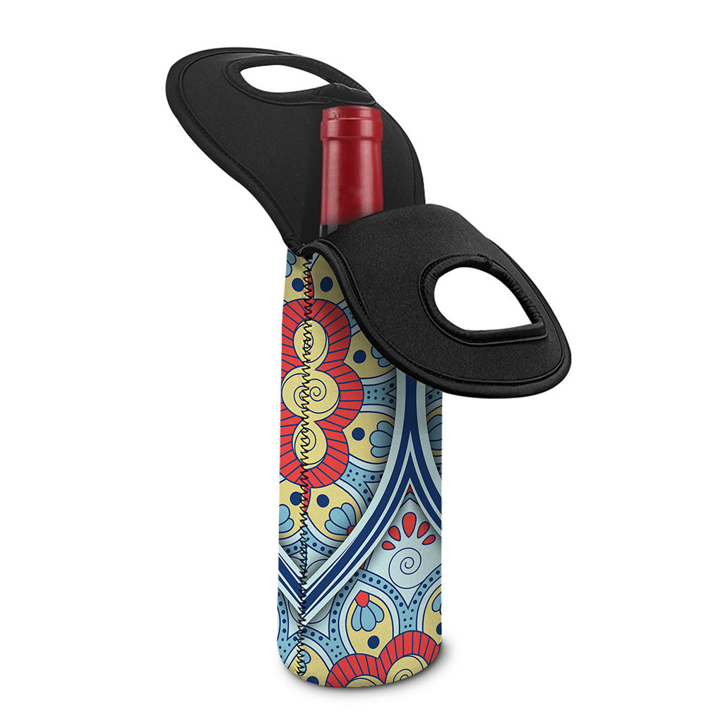 Pastel Ornament Mandala Print Single Neoprene Wine Tote