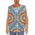 Pastel Ornament Mandala Print Sleeveless Baseball Jersey