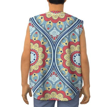 Pastel Ornament Mandala Print Sleeveless Baseball Jersey