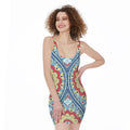 Pastel Ornament Mandala Print Sleeveless Bodycon Dress