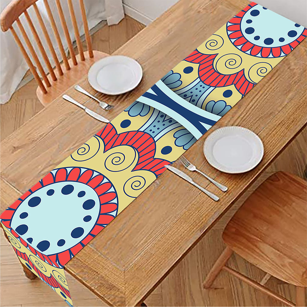 Pastel Ornament Mandala Print Table Runner