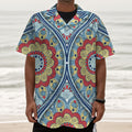 Pastel Ornament Mandala Print Textured Short Sleeve Shirt