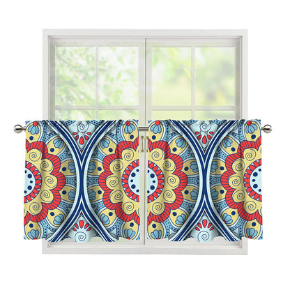 Pastel Ornament Mandala Print Tier Curtains