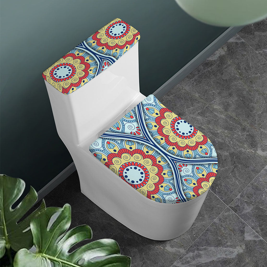 Pastel Ornament Mandala Print Toilet Lid And Tank Cover Set