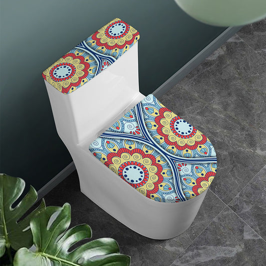 Pastel Ornament Mandala Print Toilet Lid And Tank Cover Set