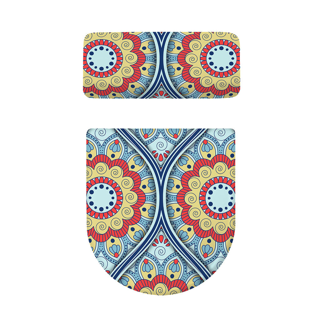 Pastel Ornament Mandala Print Toilet Lid And Tank Cover Set