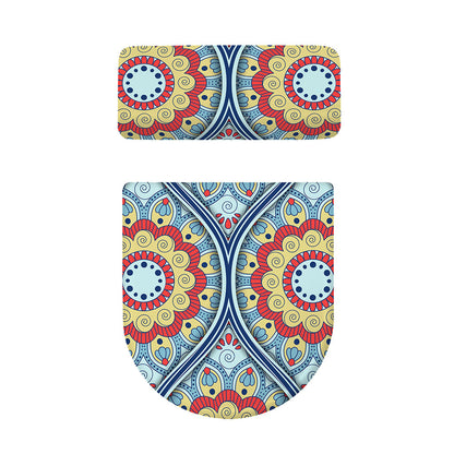 Pastel Ornament Mandala Print Toilet Lid And Tank Cover Set