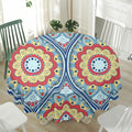 Pastel Ornament Mandala Print Waterproof Round Tablecloth
