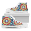 Pastel Ornament Mandala Print White High Top Sneakers