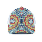 Pastel Ornament Mandala Print White Mesh Trucker Cap