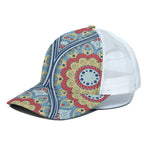 Pastel Ornament Mandala Print White Mesh Trucker Cap