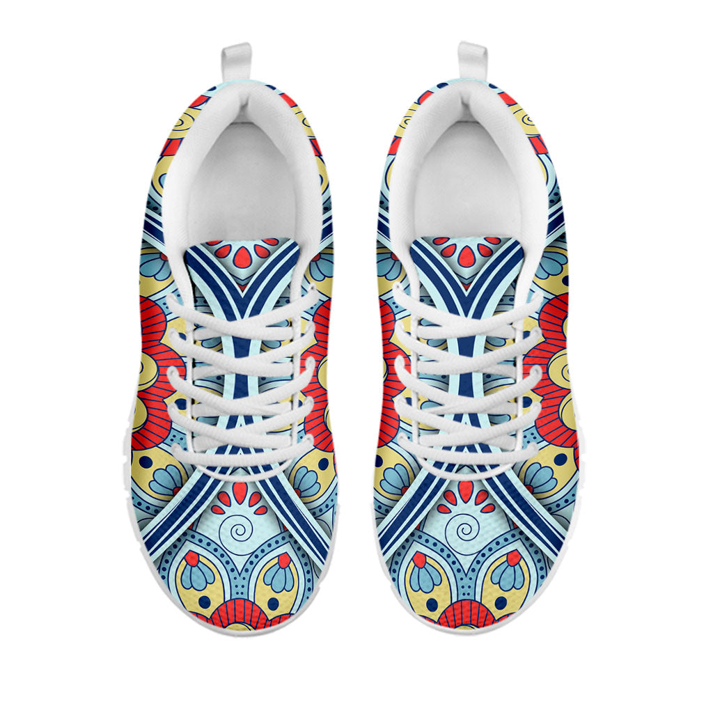 Pastel Ornament Mandala Print White Running Shoes